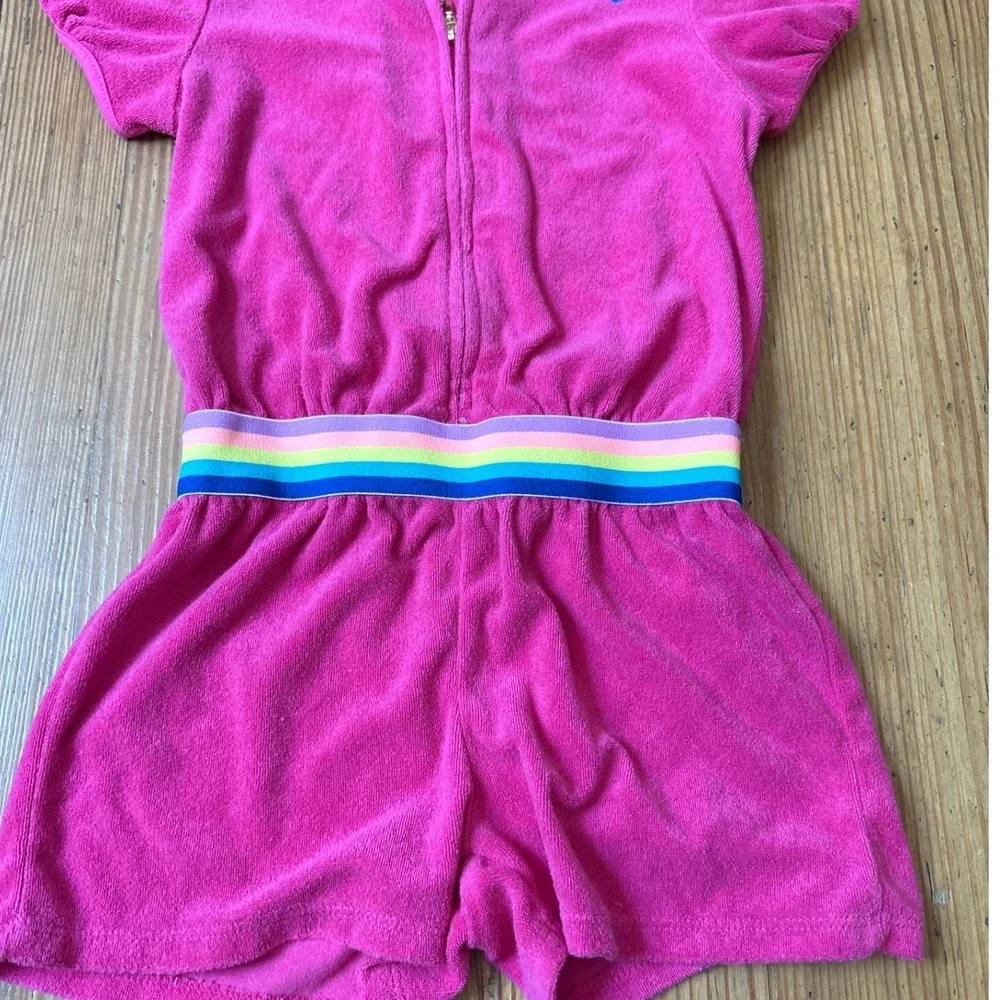 Juicy Couture Terry Cloth Romper Kids Pink Rainbow Y2K Style SIZE 6